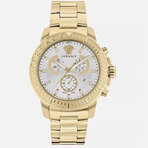 NEW Versace Mens New Chrono Gold 45mm Bracelet Watch